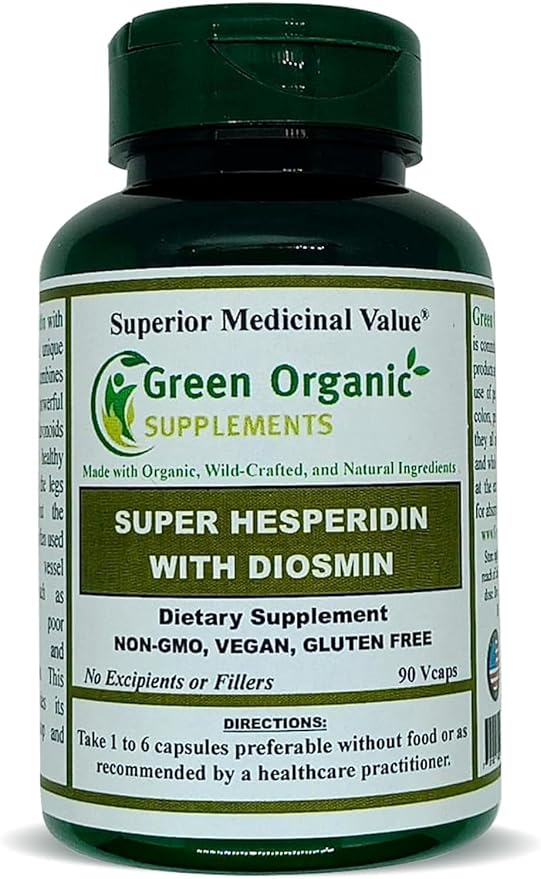 Green Organic Supplements Hesperidin Diosmin Narangin Unique Formula (Hand Made Non-GMO Vegan &amp Gluten Free) (Single)