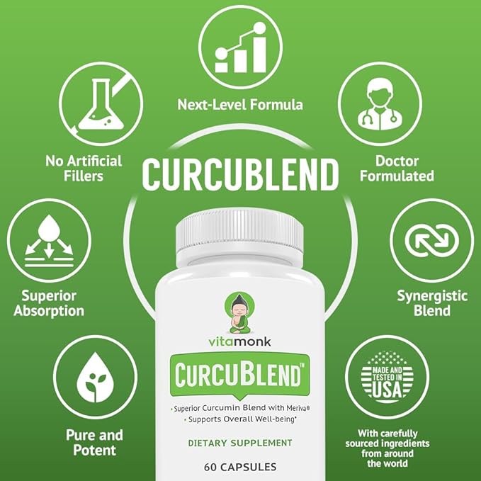 VitaMonk Turmeric and Ginger Complex with Meriva Grape Seed Boswellia Extract Cat’s Claw and More - Ginger and Turmeric Supplements for Overall Health Wellness and Immune Support - 60 Caps