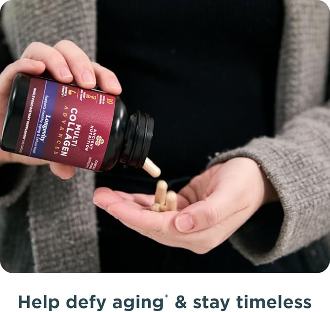 Ancient Nutrition Multi Collagen Advanced Longevity with Probiotics Hydrolyzed Collagen Peptides Promotes Healthy Aging and Cellular Energy 90 Count