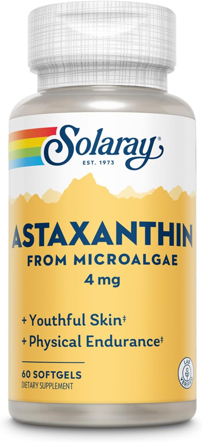 SOLARAY Astaxanthin 4 mg | Antioxidant | Healthy Eye Skin Cardiovascular Function &amp Joint Support | 60 Softgels
