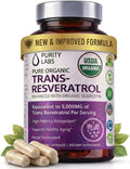 Purity Labs Trans-Resveratrol Supplement 5000 mg Equivalent per Serving with Quercetin USDA Organic High Potency Antioxidant Vegan Capsules 90 Count