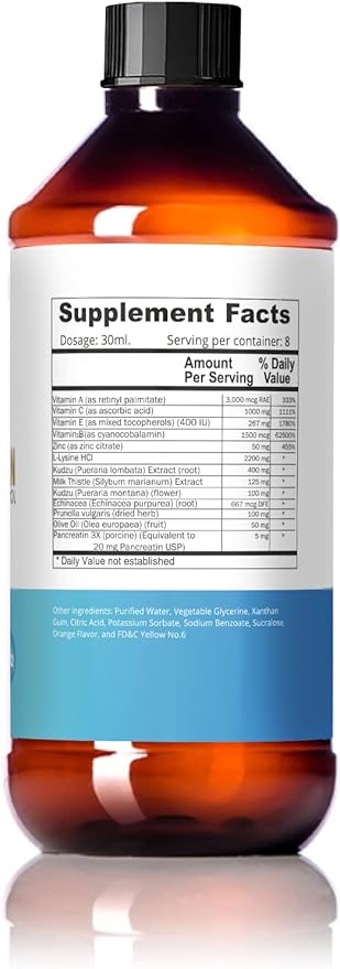 Fixation Syrup Anti-Alcohol Cravings Management Alcohol Support Kudzu Milk Thistle L-lysine Olive Leaf Pancreatin