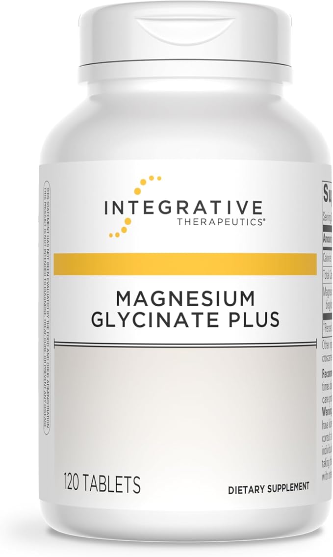 Integrative Therapeutics Magnesium Glycinate Plus - Brain Function Support Supplement for Adults* - Supports Heart and Muscular Function* - Dairy-Free &amp Gluten-Free - 120 Count (60 Servings)