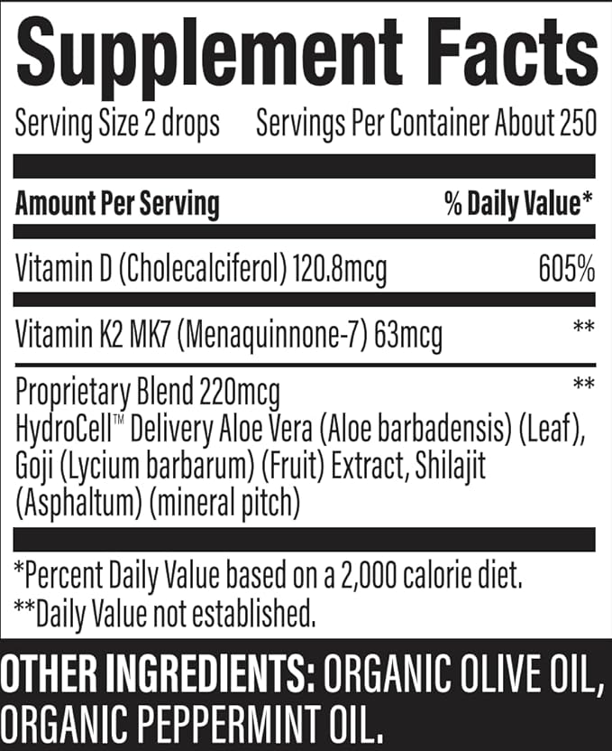 Surthrival: Vitamin D3+K2 Daylight Concentrate AKA The Sunshine Vitamin 0.5 oz Approx. 270 Servings Supports Immune Cardiovascular &amp Bone Health