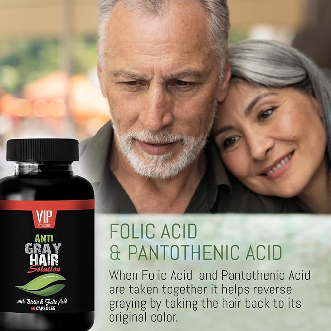VIP VITAMINS Energy Pills - Gray Hair Solution - with BIOTIN &amp FOLIC Acid - zinc Oxide - 3 Bottles (180 Capsules)