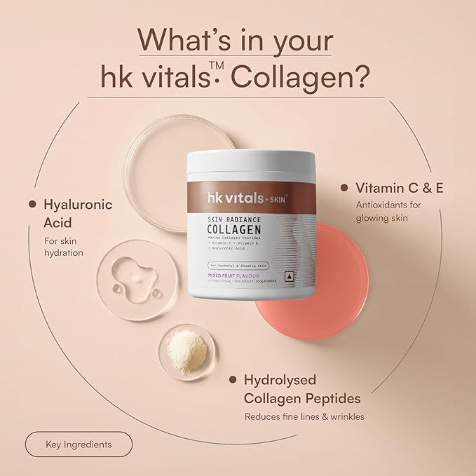 Skin Radiance Marine Collagen Supplement (Mixed Fruit 200g) | with Vitamin C E Sodium Hyaluronate | for Healthy Skin Hair &amp Nails