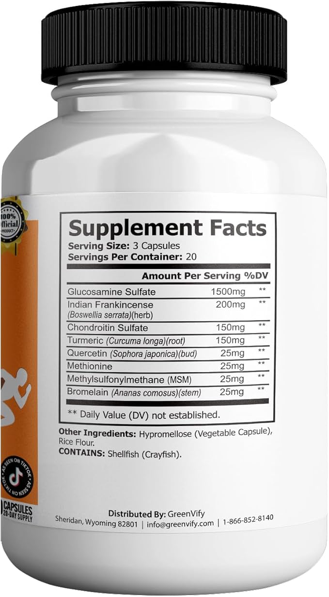 Feilaira Max Extra Strength Joint Support Supplement 1500mg Glucosamine 60 Capsules 20 Day Supply (1)