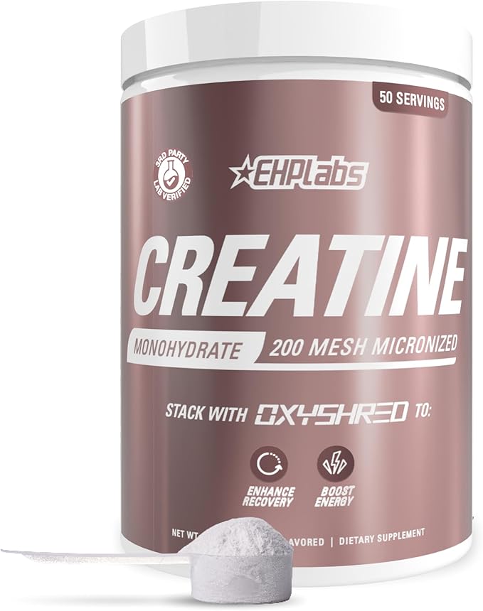 EHP Labs CREA-8 Creatine Monohydrate Powder - Unflavored Creatine Powder for Muscle Growth Increased Strength Enhanced Energy Output and Improved Performance - 50 Servings (250g)
