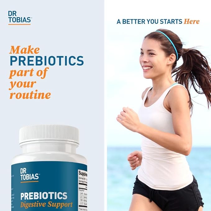 Dr. Tobias Prebiotics Digestive Support Advanced Prebiotic Supplement for Gut Health Immune Function &amp Boost for Probiotics for Women &amp Men Vegan Non-GMO 90 Capsules 90 Servings