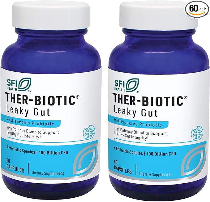 Klaire Labs SFI Health Ther-Biotic Factor 6 Probiotic - Ultra-Strength 100 Billion CFU Probiotics for Men &amp Women - Immune Digestive &amp Colon Health - Hypoallergenic Dairy Free (60 Caps / 2 P