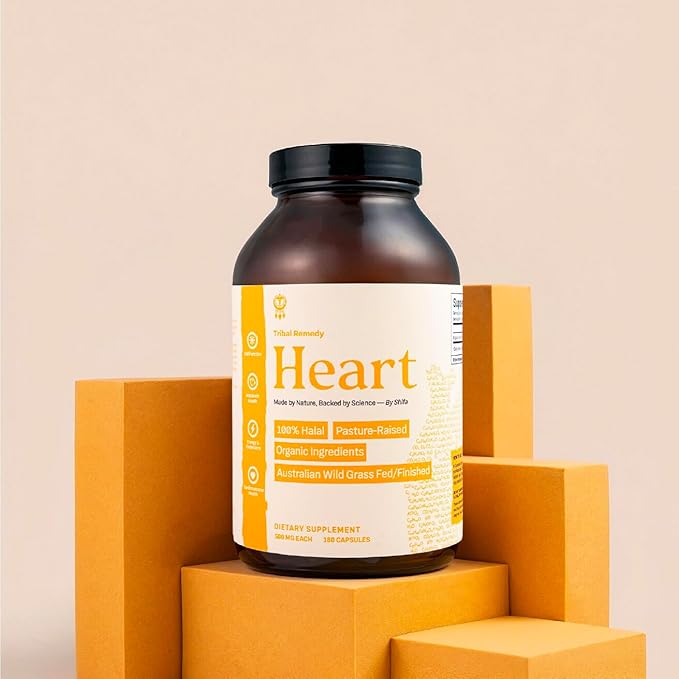 Pure Australian Beef Heart Supplement (Capsules) – Halal Organic Grass-Fed – Rich in CoQ10 B Vitamins and Essential Nutrients – Dehydrated – 180 Capsules