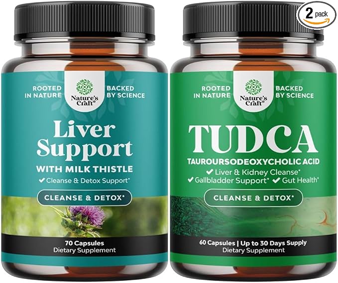 Bundle of Liver Cleanse Detox &amp Repair - Milk Thistle for Digestion &amp Immune Health - Ginger Root Choline Dandelion Root and Advanced Bile Salt TUDCA Supplement - Tauro Ursodeoxycholic Acid Li