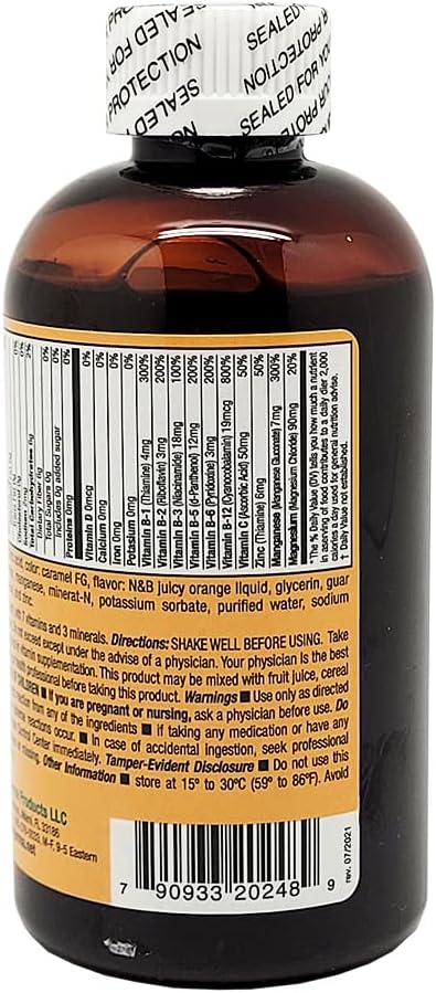 Germa B-Complex Syrup. Dietary Supplement. Bone Health Growth and Development Aid. Sugar Free. Orange Flavor. 8 oz. Pack of 6