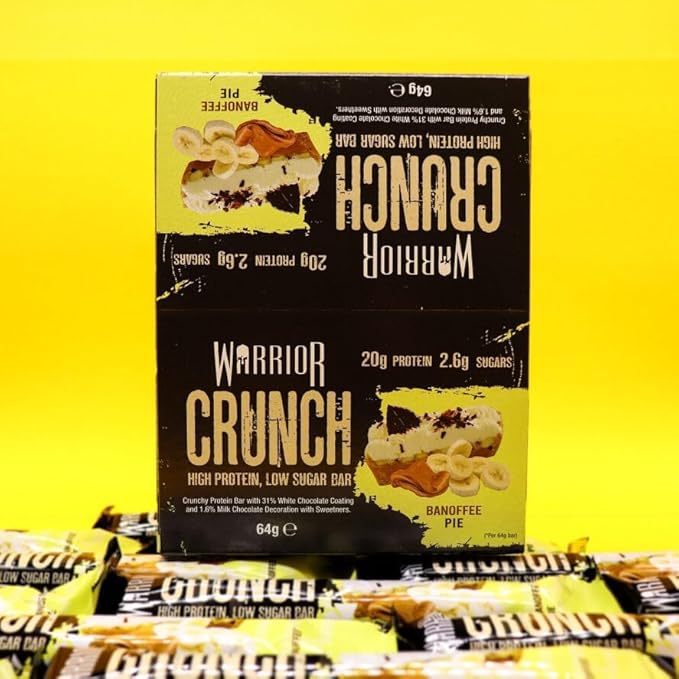 Warrior Crunch High Protein Bars | 20g Protein Low Carb Low Sugar Keto Friendly | Delicious Chewy Crispy On The Go Snack | Box of 12 Bars (12 Count (Pack of 1) Banoffee Pie)