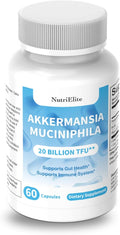Akkermansia Muciniphila 20 Billion TFU | with Inulin &amp Plant-Based FOS | Gut Barrier &amp Digestive Support | Microbiome Balance Metabolic Support | No Refrigeration Required | 60 Capsules