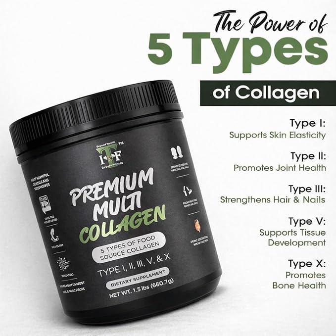 Multi Collagen Peptides Powder Unflavored - 5 Types Multi Collagen Complex (I II III V X) - Grass Fed Hydrolyzed Powder Collagen for Hair Skin Nails Joints &amp Gut Health - 30 Servings