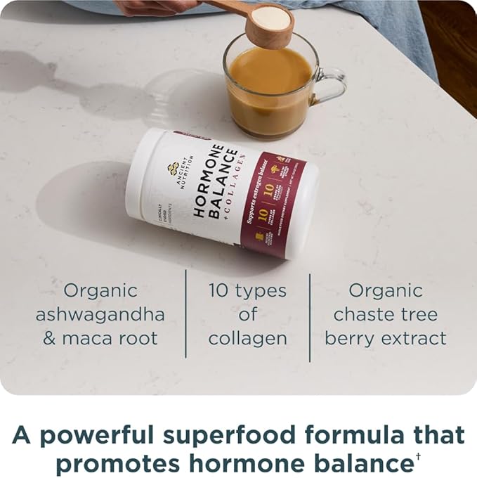 Ancient Nutrition Hormone Balance + Collagen Powder Supplement Hydrolyzed Collagen Peptides Key Clinically Validated Ingredient to Support Balanced Hormones and Boost Energy Vanilla 25 Servings