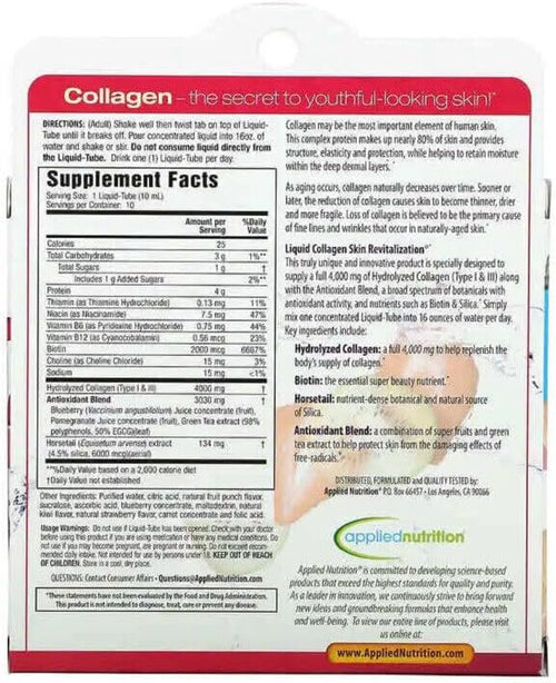 30 TUBOS Colageno Liquido Hidrolizado Con Vitamina A y C - Colageno Natural para La Cara Y Piel - Tienen El Mismo Efecto Como Ampolletas De Colageno - 30 Tubos De Liquido