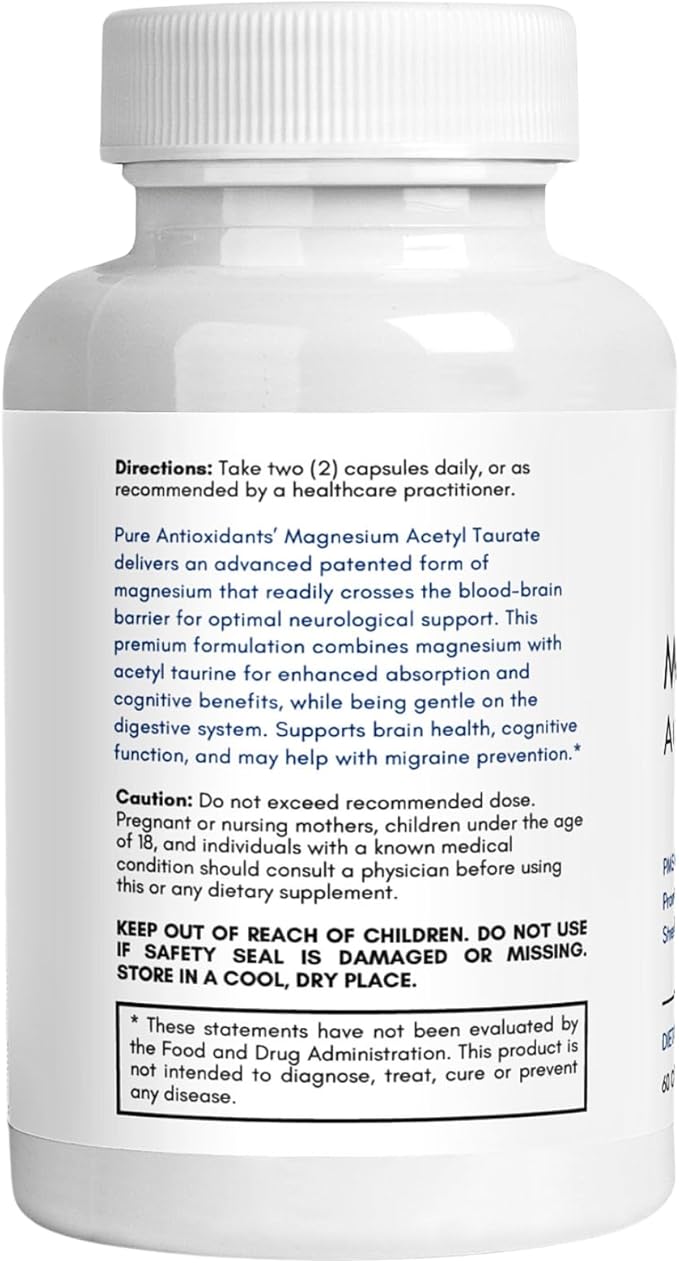Magnesium Acetyl Taurate - 700mg - (ATA MG TauroMag) Magnesium Supplement - 60 Capsules