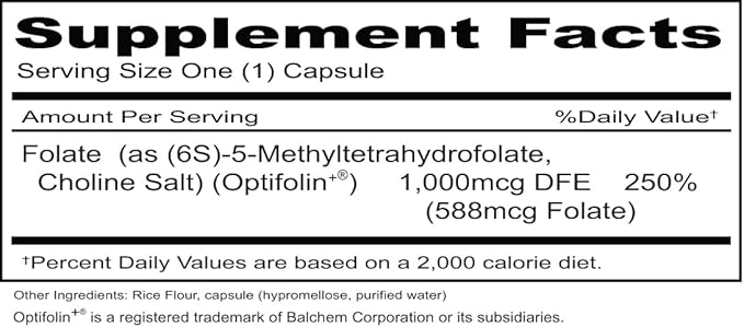 Priority One Vitamins - Priority Folate 60 Capsules - Superior Folate Supplementation with Optifolin+™ 5MTHF Folate*