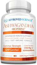 Approved Science Ashwagandha 1500mg with Bioperine® and Ginger - Mood and Energy Support - 60 Vegan Friendly Capsules - 1 Month Supply