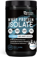 NATURE TARGET Whey Protein Powder Unflavored Protein Powder Whey Protein Isolate for Muscle Growth &amp Recovery 26G Protein Gluten Free &amp No Sugars 16 Servings 1.10 Pound (500 G)
