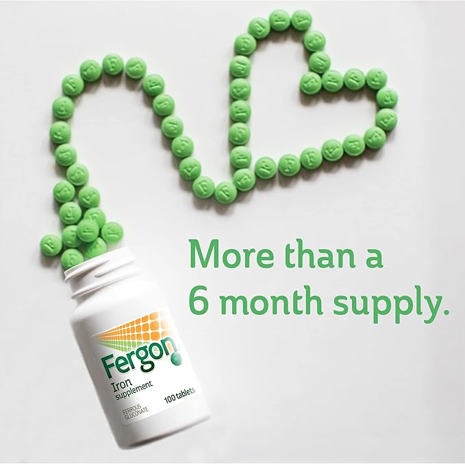 Fergon High Potency Iron Supplement Tablets 100 Count Pack of 2