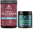 Ancient Nutrition Multi Collagen Protein Powder Vanilla 24 Servings + Organic Supergreens Powder Berry 12 Servings