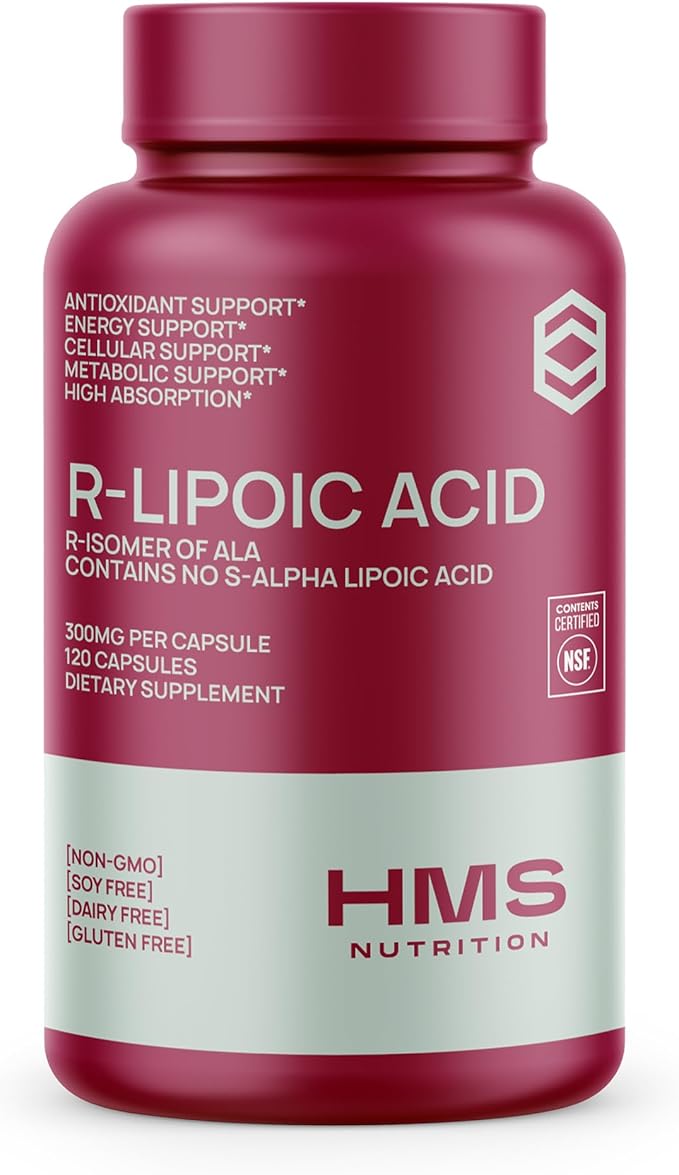 Stabilized R-Lipoic Acid 300mg per Serving — Pure R Alpha Lipoic Acid (R-ALA) High Potency Active R Isomer Antioxidant Nerve &amp Metabolism Support — NSF Certified Non-GMO Vegan 120Capsule