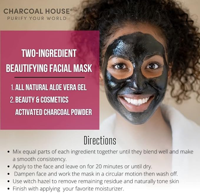 Charcoal House Activated Bamboo Charcoal Powder Food Grade - Beauty &amp Cosmetics - Use in Skin Care Body Scrub Facial Cleanser Soap Making Face Wash &amp Teeth- 11 oz