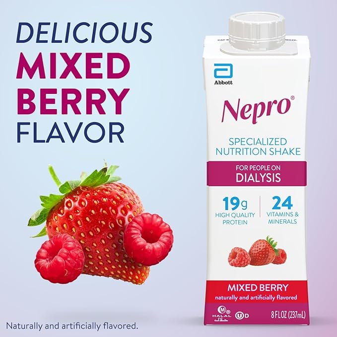 Nepro Nutrition Shake for People on Dialysis19g Protein420 CaloriesMixed Berry8 fl oz(Pack of 48)