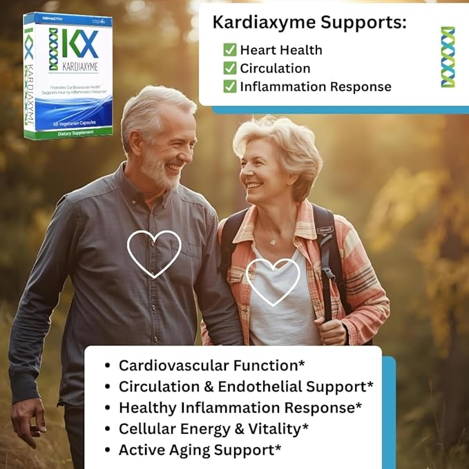 Xooma KardiaXyme Heart &amp Inflammation Support | Capros® Amla Extract + Senactiv® Polyphenol Complex | Antioxidant Circulation Cellular Vitality &amp Active Aging Supplement | 60 Capsules