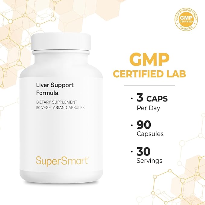 Supersmart - Liver Support Formula - with Extract of Milk Thistle Standardized to 80% Silymarin - Ginkgo Biloba &amp N-Acetyl-cysteine - Detox Supplement | Non-GMO &amp Gluten Free - 90 Vegetarian C