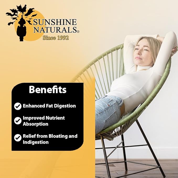 Sunshine Naturals Super Digestive Supplement. Ox Bile &amp Activated Charcoal for Digestive Support Bloating Relief Gut Cleanse Nutrient Absorption and Overall Wellness. 100 Tablets. Pack of 2