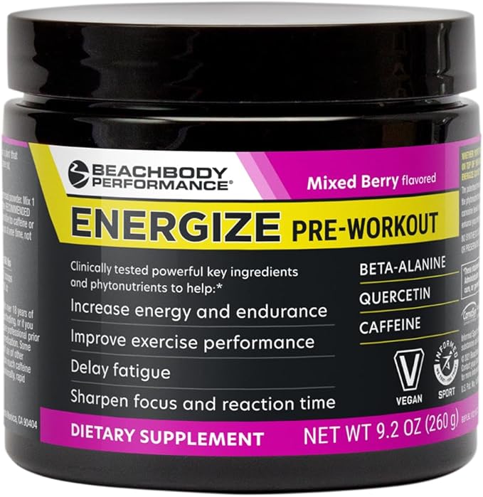BODi Energize Pre Workout Powder - Beta-Alanine Quercetin &amp Low-Dose Caffeine Formula for Enhanced Energy &amp Focus Increase Energy &amp Endurance Supplement Mixed Berry 40 Servings