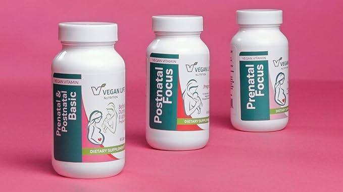 Vegan Life Nutrition - Vegan Postnatal Vitamins - Folate Calcium Vitamins A B C D E K and More - Gluten-Free Non-GMO