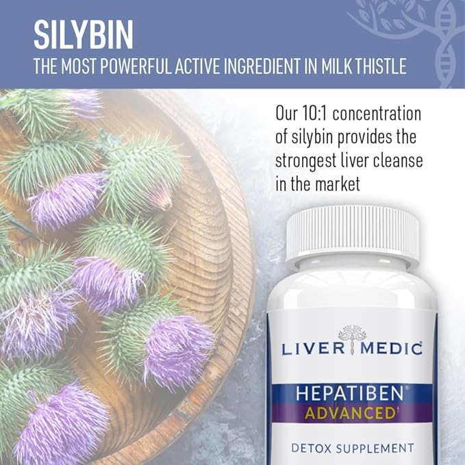 Hepatiben Liver Detox Cleanse Non-GMO w/Digestive Repair. Natural Liver Supplement w/Milk Thistle Silybin NAC Choline Turmeric Berberine L-Glutathione 60CT
