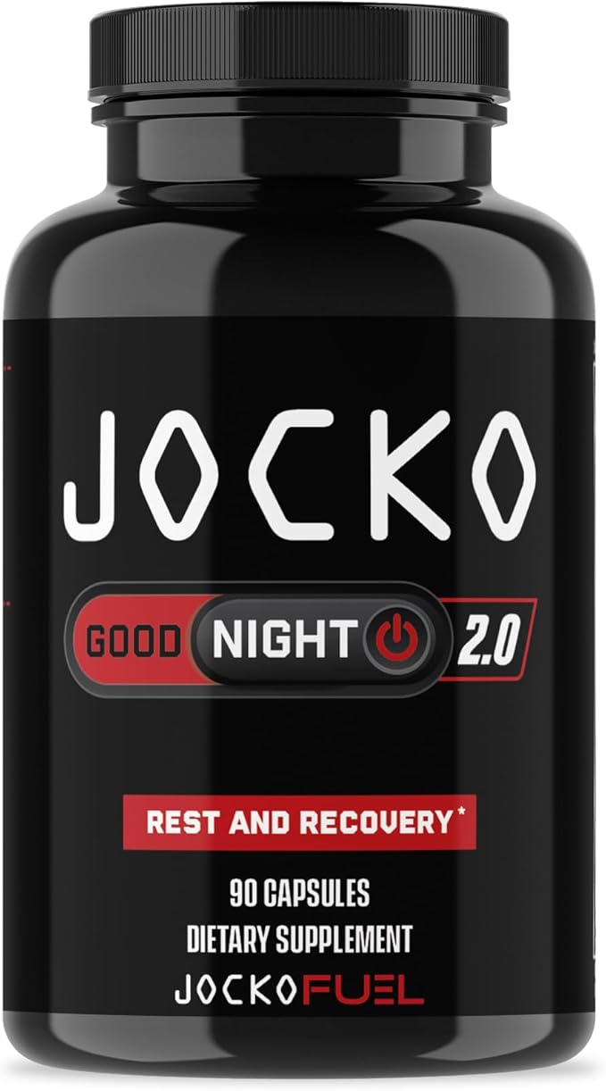 Jocko Fuel Good Night Sleep Aid for Adults - Sleeping Pills for Rest &amp Recovery Non-Habit Forming with Tart Cherry Extract L-Theanine Lavender &amp Lemon Balm (90 Capsules) Packaging May Vary