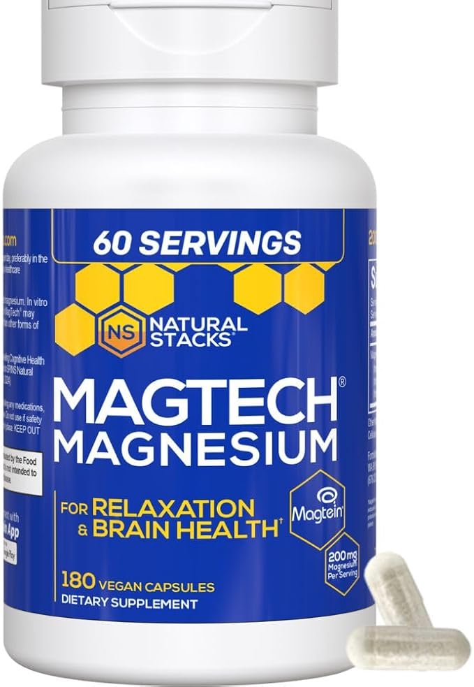 Magtech Magnesium Capsules + Hydration Powder Bundle - 3 Forms of Magnesium - Featuring Magtein L-Threonate - Brain Health &amp Hydration Support* - 74 Total Servings