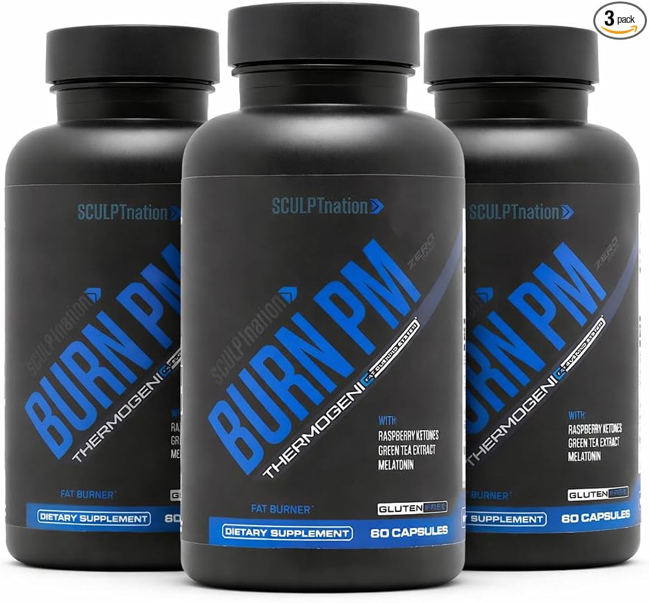 Sculpt Nation by V Shred - Night Time Metabolism Support with Raspberry Ketones Green Tea Extract and Melatonin - 60 Gluten Free Capsules - 3 Pack