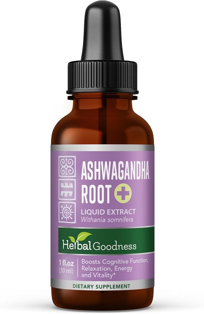 Ashwagandha Root Extract | Organic Ashwagandha Supplements for Women &amp Men | Natural Calm Mood Support Supplement | Non-GMO Vegan Adaptogenic Fast Absorption Liquid Drops 1 fl. oz