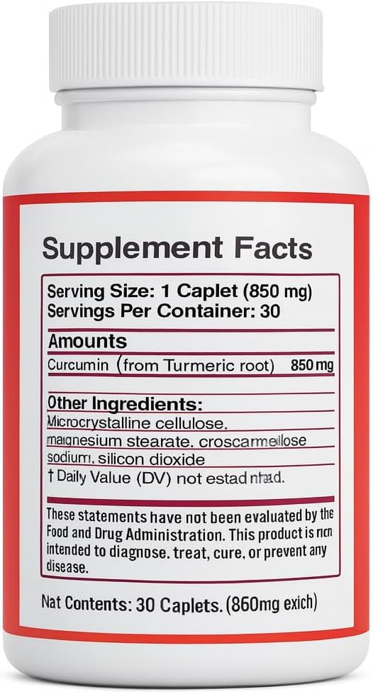 Curcumin Turmeric Curcuma Supplement 850 mg 30 Capsules