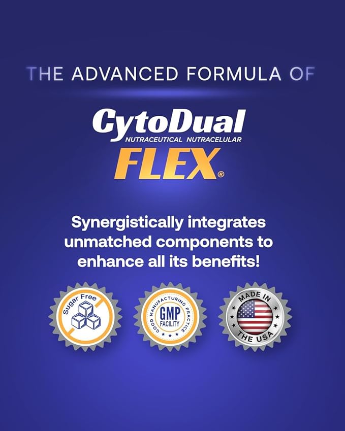 CytoDual Flex – Glucosamine Chondroitin MSM H. Acid Collagen – Joint Support for Back Knees &amp Hands – Mobility Cartilage Antioxidant Multi-Action – Fast-Acting Chewables – 90 Days