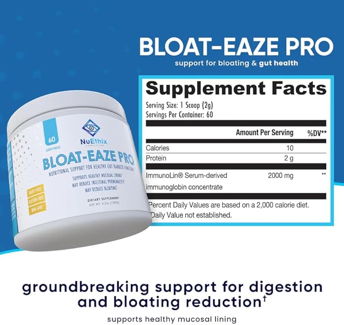 NuEthix Formulations Bloat Eaze Pro Support for Gut Barrier Function Dietary Supplement 60 Servings