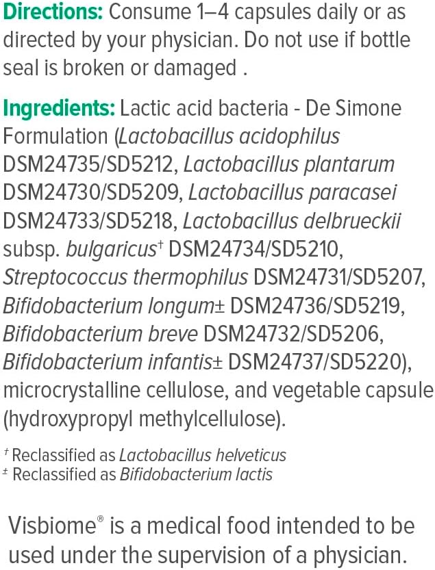 Visbiome® GI Care - High Potency Probiotic - 112.5 Billion CFU Live Probiotics Original De Simone Formulation Made in USA 240 Capsules.