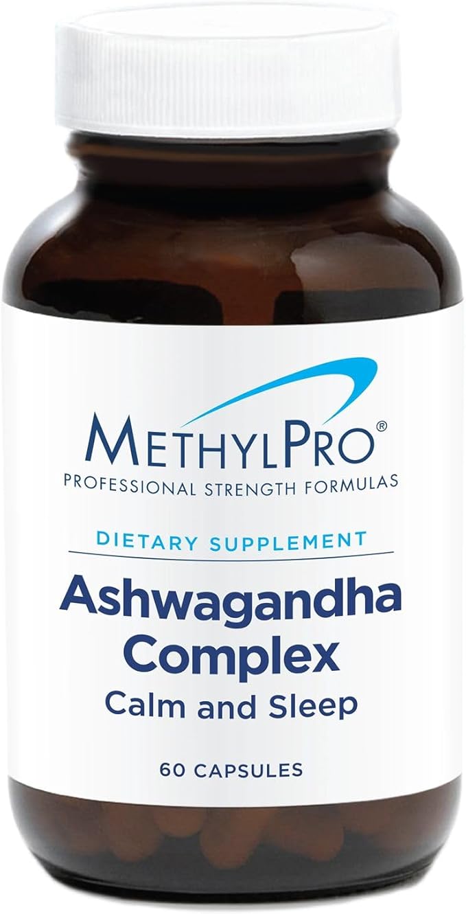 MethylPro Ashwagandha Complex - Magnesium L Theanine Supplement with Ashwagandha Root - Support a Healthy Brain &amp Balanced Sense of Calm - Pairs Well with L-Methylfolate (60 Capsules)