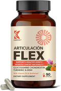 Articulacion Flex Joint Support Capsules – Glucosamine Sulfate 1500 mg with Chondroitin MSM Turmeric &amp Bromelain Joint Health &amp Mobility Supplement for Women &amp Men 90 Capsules