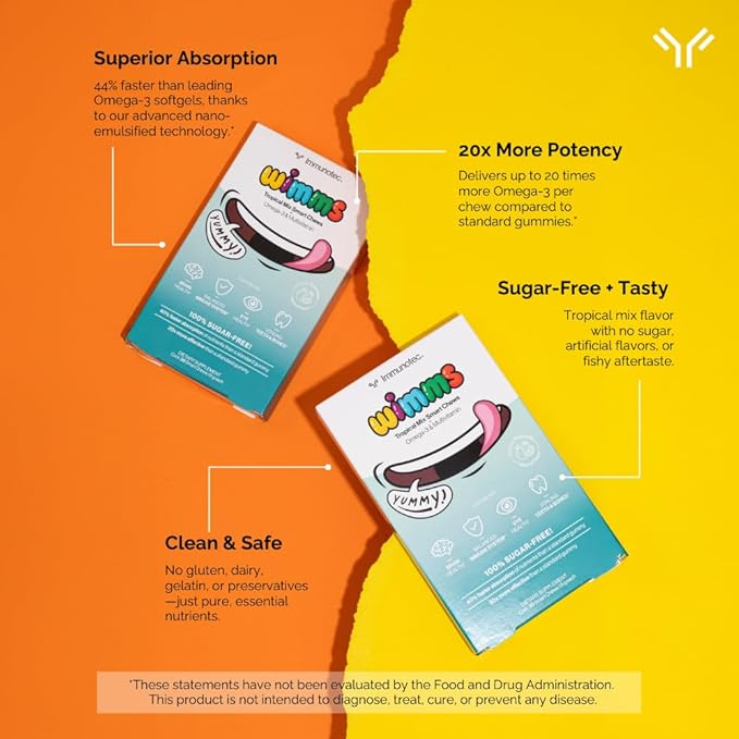 Immunotec Wimms Smart Chews: Brain-Boosting Omega-3 &amp Multivitamins for Kids
