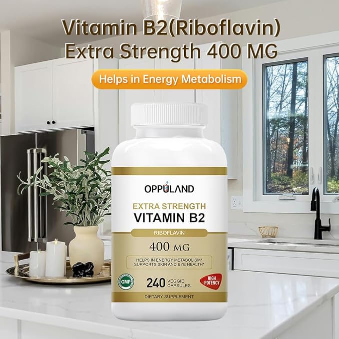 Riboflavin Vitamin B2 Supplement - B-2 Vitamin - Boosts Energy Metabolism &amp Cellular Function - Daily Nutritional Supplements for Men &amp Women - 400 mg Capsules - 240 Count