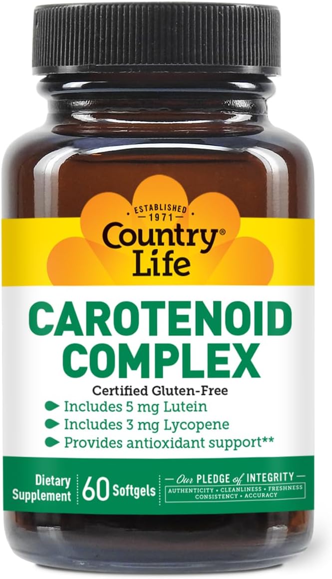 Country Life Carotenoid Complex with Lutein Lycopene and Astaxanthin 60 Softgels Antioxidant Support